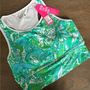 Lilly Pulitzer Bentlee longline sport bra
Botanical green, safari sangria